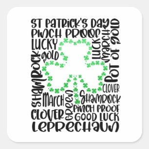 Pegatina Cuadrada Santa Patrones Day Clover Leaf