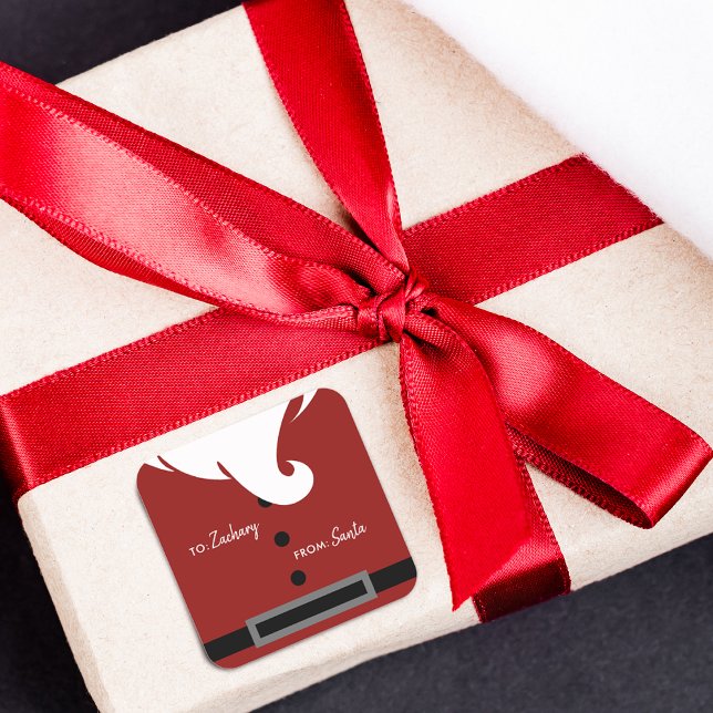Pegatina Cuadrada Santa Personalizado (Personalized Santa Square Sticker)