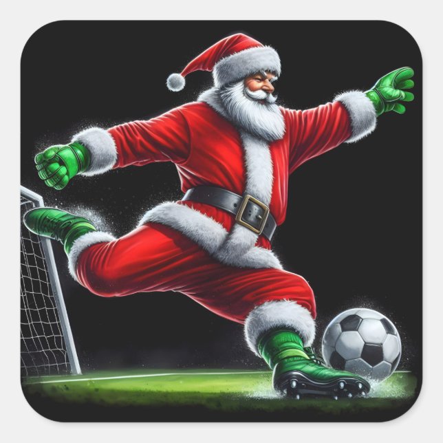 Pegatina Cuadrada ¡Santa Puntúa en Navidades de Eve Soccer! (Anverso)