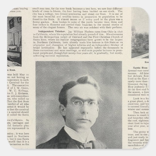 Pegatina Cuadrada Santa Rosa, California 3 (Anverso)