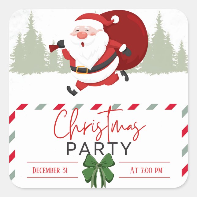 Pegatina Cuadrada Santa’s Little Cozy Mood  (Anverso)