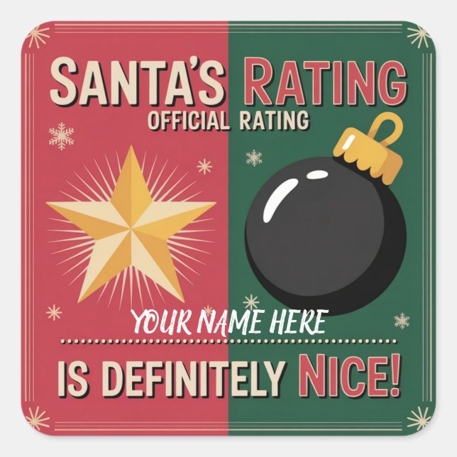 Pegatina Cuadrada Santa’s Naughty & Nice List Sticker (Anverso)