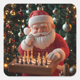 Pegatina Cuadrada Santa’s Next Move – Funny Chess Christmas Sticker