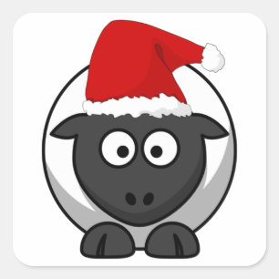Pegatina Cuadrada Santa Sheep