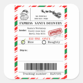 Pegatina Cuadrada Santa shipping label