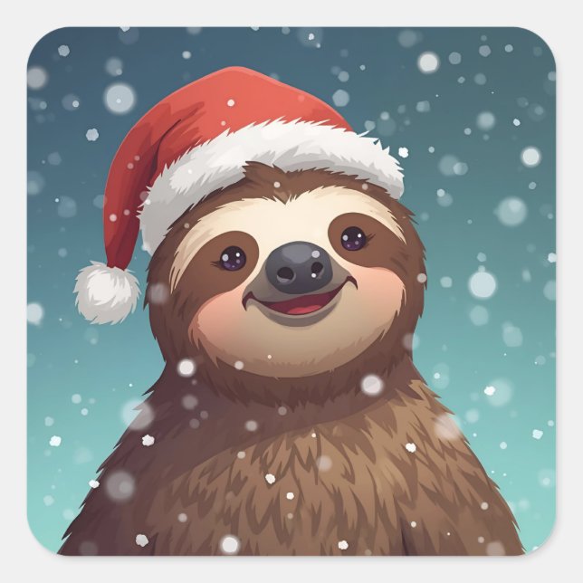 Pegatina Cuadrada Santa Sloth, Stickers (Anverso)