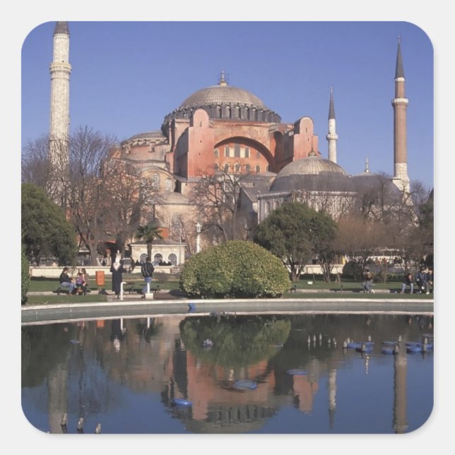 Pegatina Cuadrada Santa Sofía, Estambul, Turquía (Anverso)