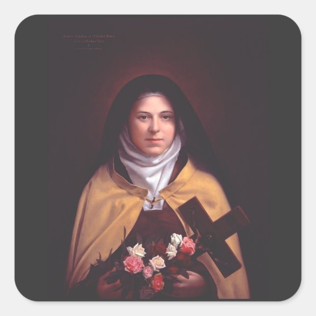 Pegatina Cuadrada Santa Teresita de Lisieux (Anverso)