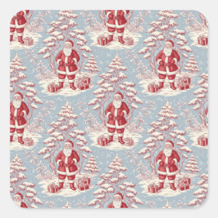Pegatina Cuadrada Santa Toile Chinoiserie Rojo y Azul