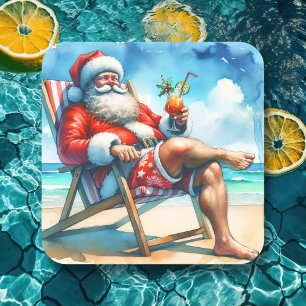 Pegatina Cuadrada Santa y Bloody Marry Funny Snowbirds Navidades (pá