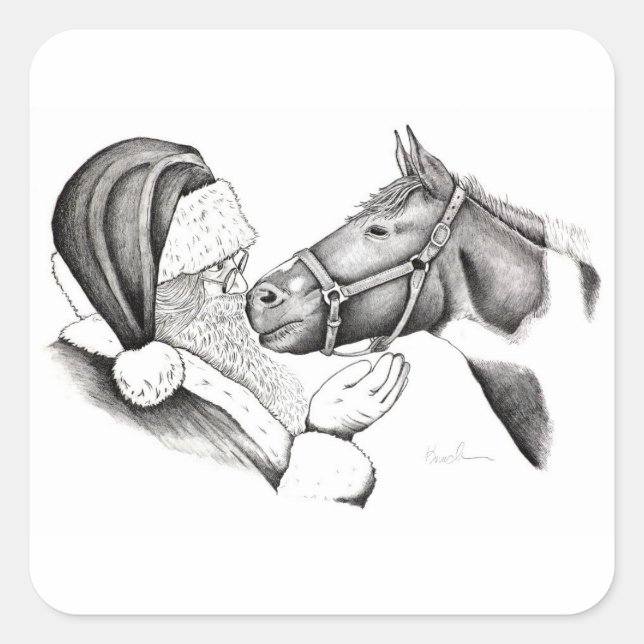 Pegatina Cuadrada Santa y Caballo (Anverso)