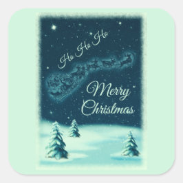 Pegatina Cuadrada Santa y sus Navidades de renos