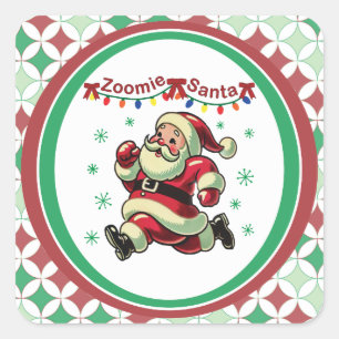 Pegatina Cuadrada Santa Zoomie Navidad