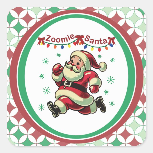 Pegatina Cuadrada Santa Zoomie Navidad (Anverso)