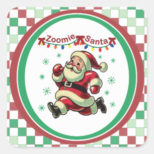 Pegatina Cuadrada Santa Zoomie Navidad