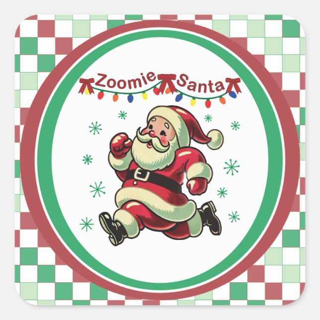 Pegatina Cuadrada Santa Zoomie Navidad (Anverso)