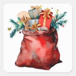 Pegatina Cuadrada Santas Bag