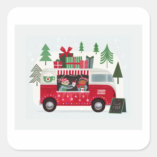 Pegatina Cuadrada Santa's Foodtruck Collection A (Anverso)
