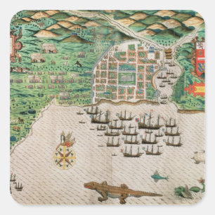 Pegatina Cuadrada Santiago, Cabo Verde, 1589 2