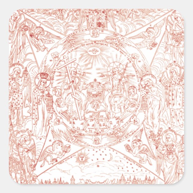 Pegatina Cuadrada Santísima Trinidad en Gloria (Anverso)