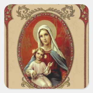 Pegatina Cuadrada Santísima Virgen María Religiosa