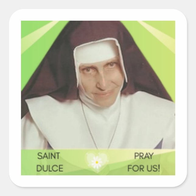 Pegatina Cuadrada Santo Dulce de los pobres recuerdo (Anverso)