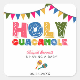Pegatina Cuadrada Santo Guacamole Fiesta Baby Shower Cute colorido