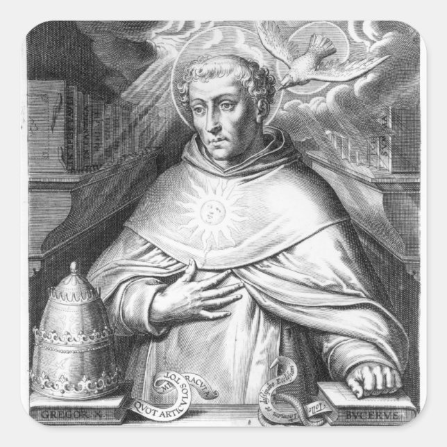 Pegatina Cuadrada Santo Tomás de Aquinas (Anverso)