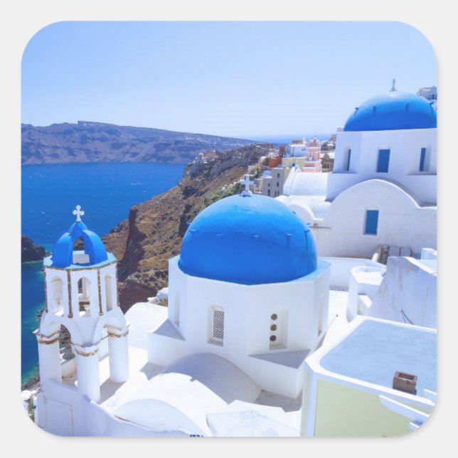 Pegatina Cuadrada Santorini (Anverso)