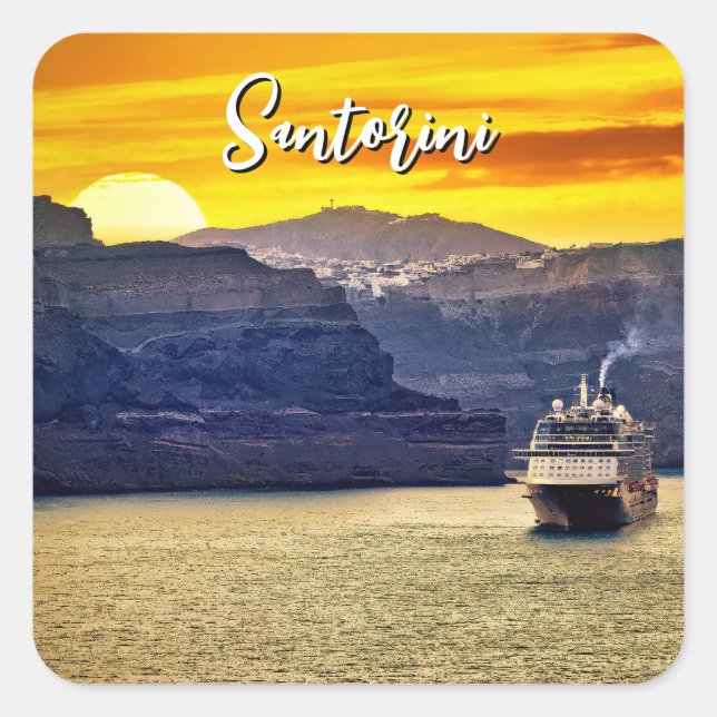 Pegatina Cuadrada Santorini (Anverso)