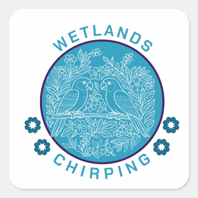 Pegatina Cuadrada santuario de aves (Anverso)