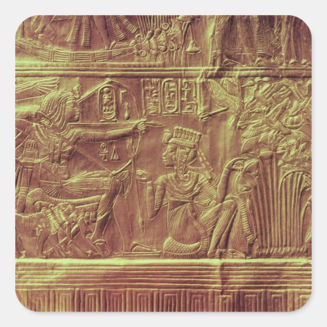 Pegatina Cuadrada Santuario dorado, tesoro de Tutankhamun (Anverso)