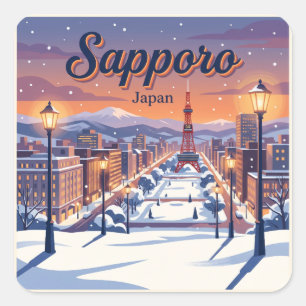 Pegatina Cuadrada Sapporo, Japón