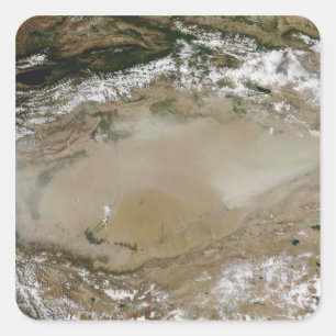 Pegatina Cuadrada Saque el polvo de la tormenta en el desierto de