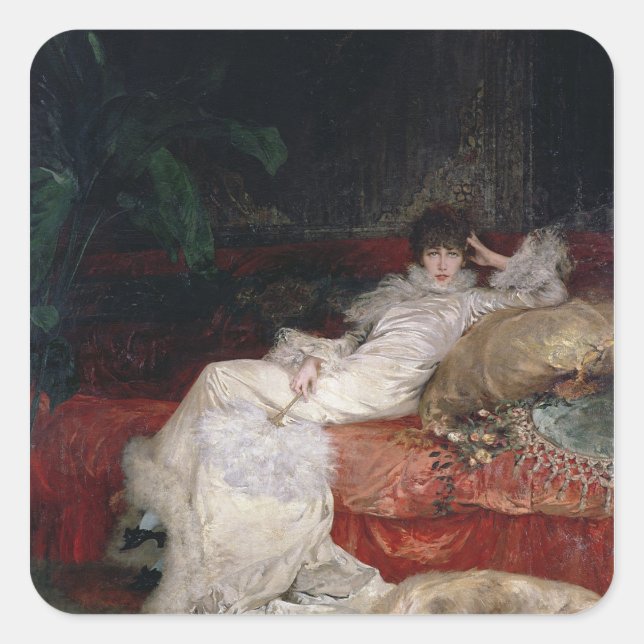 Pegatina Cuadrada Sarah Bernhardt 1876 (Anverso)