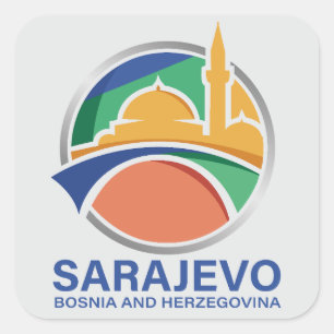 Pegatina Cuadrada Sarajevo Bosnia y Herzegovina