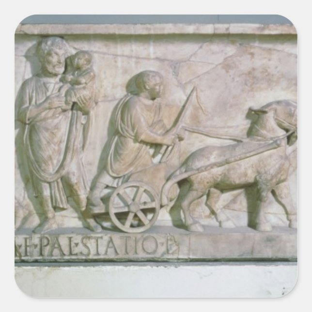 Pegatina Cuadrada Sarcófago de Cornelius Statius (Anverso)