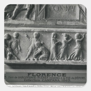 Pegatina Cuadrada Sarcófago del detalle que representa jugar de los