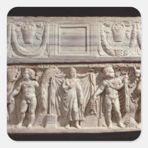 Pegatina Cuadrada Sarcófago que representa al difunto