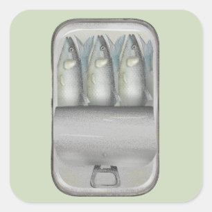 Pegatina Cuadrada Sardinas en lata