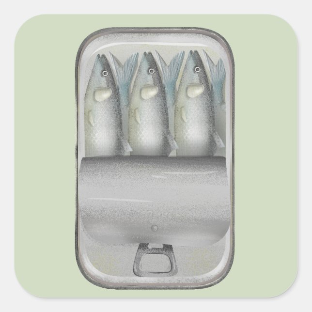 Pegatina Cuadrada Sardinas en lata (Anverso)