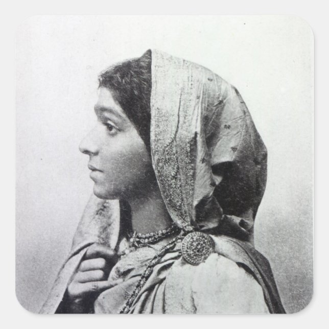 Pegatina Cuadrada Sarojini Naidu (Anverso)