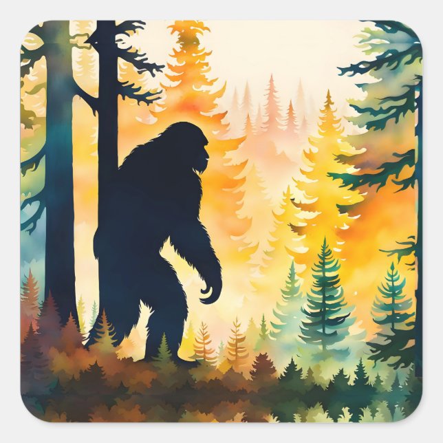 Pegatina Cuadrada Sasquatch Autumn Landscape Sunset (Anverso)
