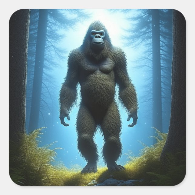 Pegatina Cuadrada Sasquatch Bigfoot Believers (Anverso)