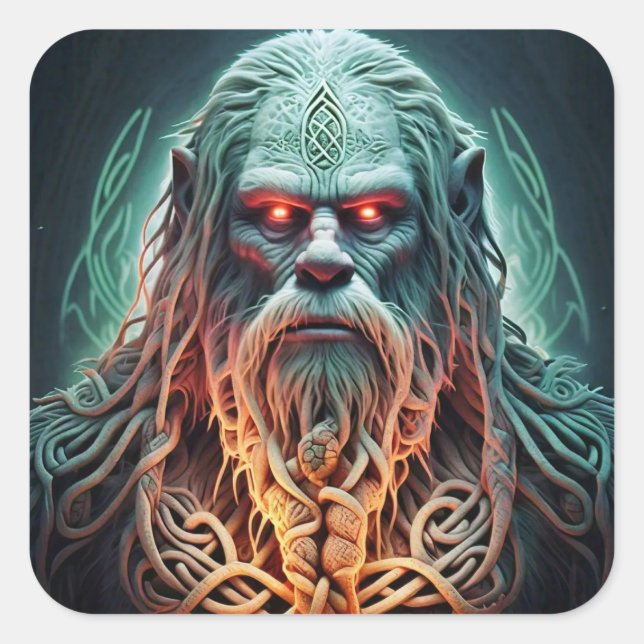 Pegatina Cuadrada Sasquatch celta (Anverso)