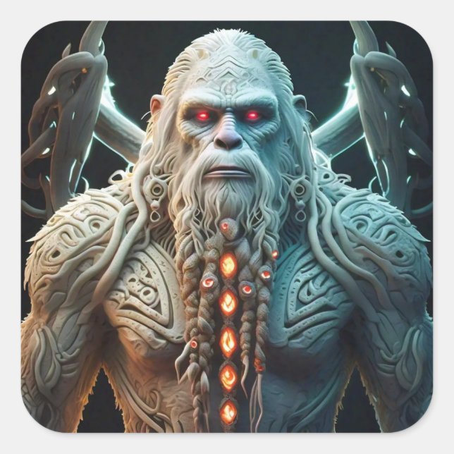 Pegatina Cuadrada Sasquatch celta (Anverso)