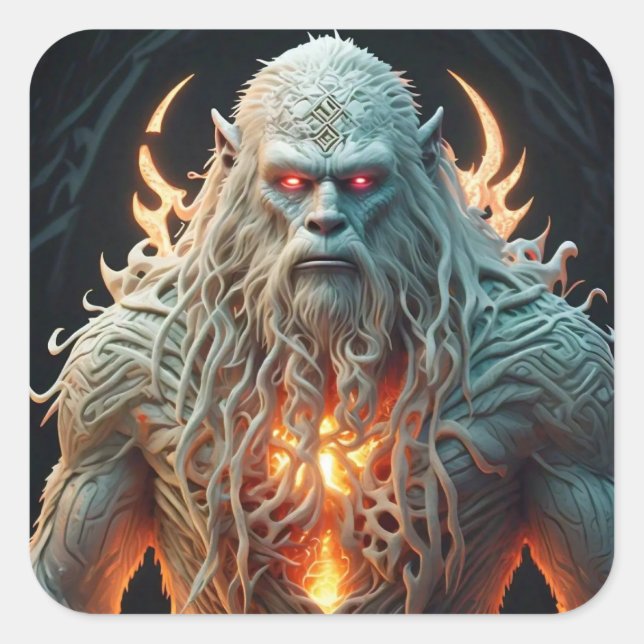 Pegatina Cuadrada Sasquatch celta (Anverso)