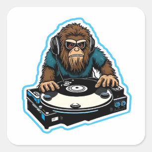 Pegatina Cuadrada Sasquatch DJ