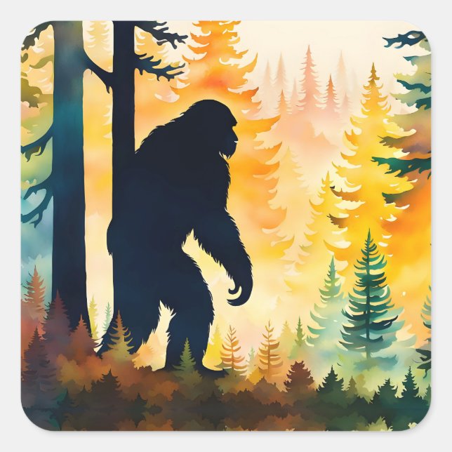 Pegatina Cuadrada Sasquatch Otumn Landscape Sunset (Anverso)