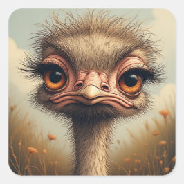 Pegatina Cuadrada "Sassy Baby Emu Sticker" Sheet
